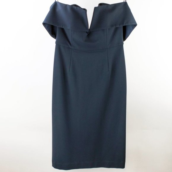 N Nicholas Navy Ponti Shoulder Band V Dress - Picture 2 of 9